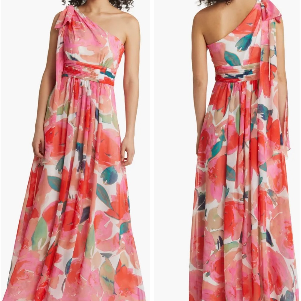 Eliza J NWOT one shoulder size 10 floral gown